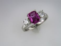 A 3 Stone Pink Sapphire and Diamond Trilogy Ring