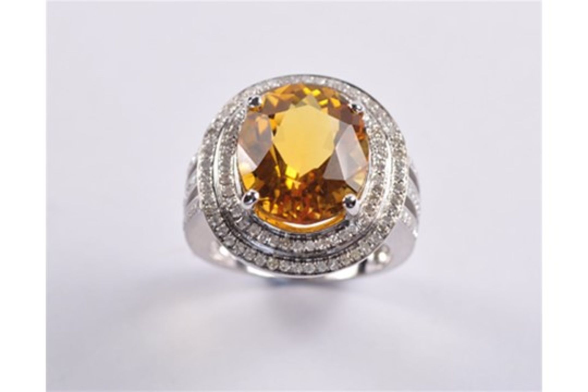 A "Fully Restored" Citrine and Diamond Cocktail Ring - Bild 2 aus 3