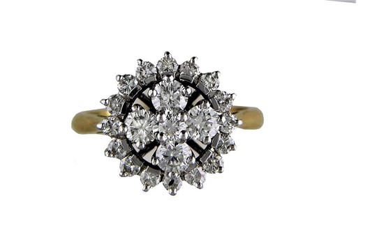 A "Restored" Brilliant Round Diamond Cluster Ring