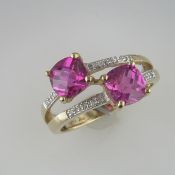 A "Restored" Pink Topaz and Diamond Crossover Ring