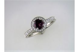 A New Diamond and Rhodolite Halo Ring