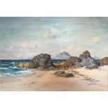 Arran from Iona"" Signed oil painting By Scottish artist Ian McNicol Fl 1926-1938