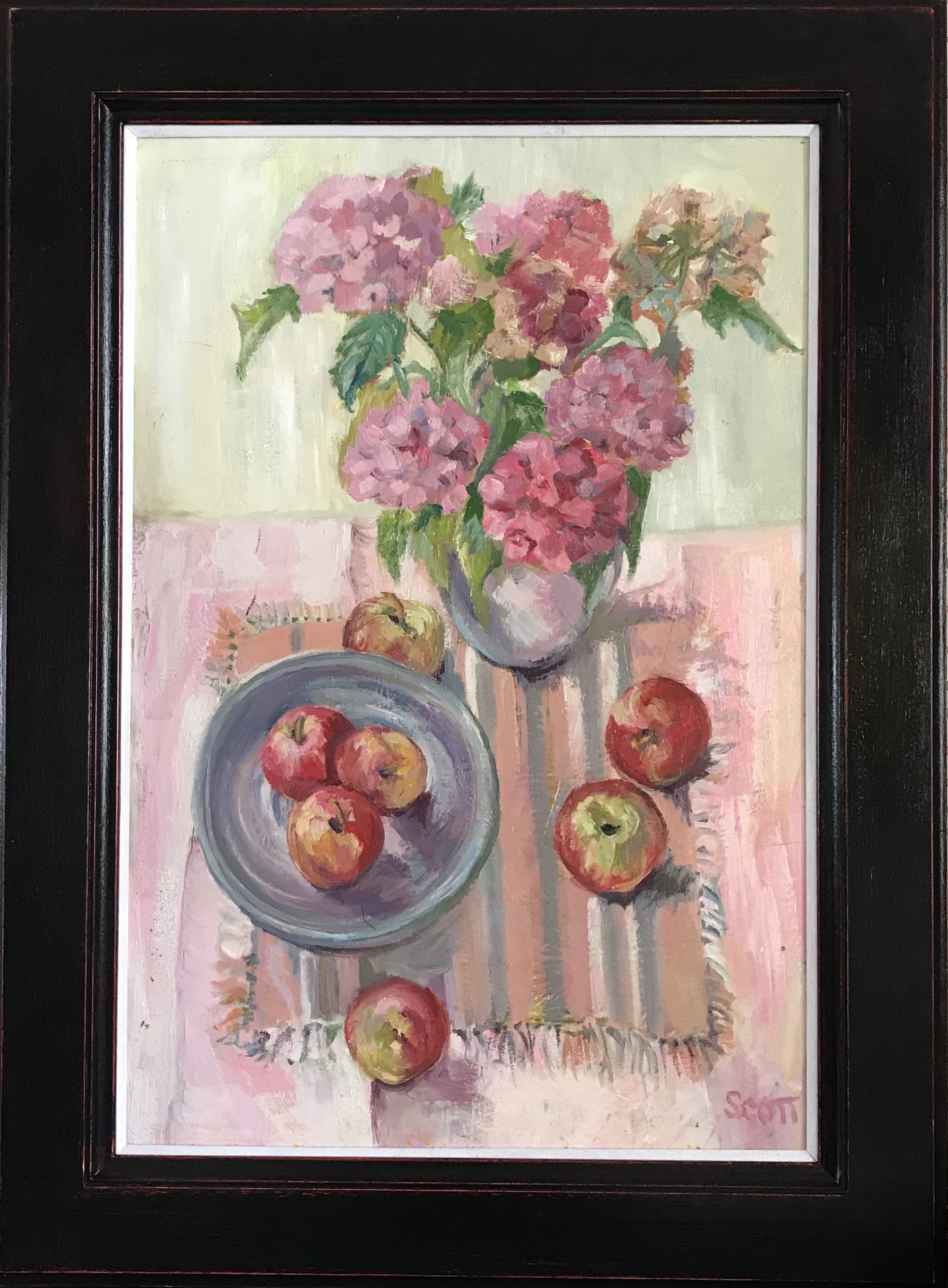 Signed Oil on board by Freida Ewart Scott still life with apples - Image 3 of 3