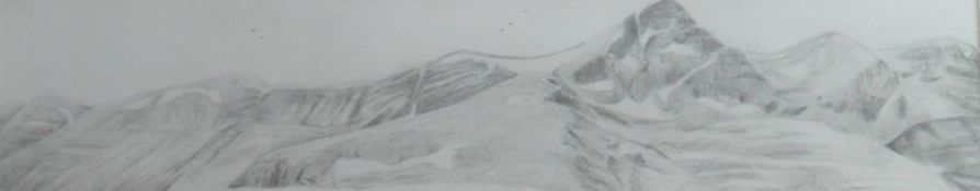 Original K Bell pencil sketch Scottish landscape ""The Fannichs Wester Ross""