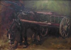 Oil painting of a Horse and cart by William Grant Stevenson (1849-1919)