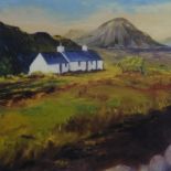 Original oil painting by Scottish artist Marion-M De Ath Black Rock Cottage Rannoch Moor