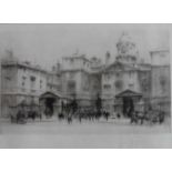 William Walcott R.S.A, R.E 1874-1943 pencil signed etching 'Horse Guards'