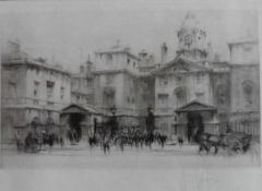William Walcott R.S.A, R.E 1874-1943 pencil signed etching 'Horse Guards'