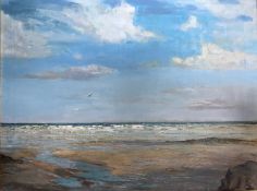 Large Seascape Mounts Bay Newlyn original oil, British artist John Wheatley 1892-1955 ARA, RWS, NEAC