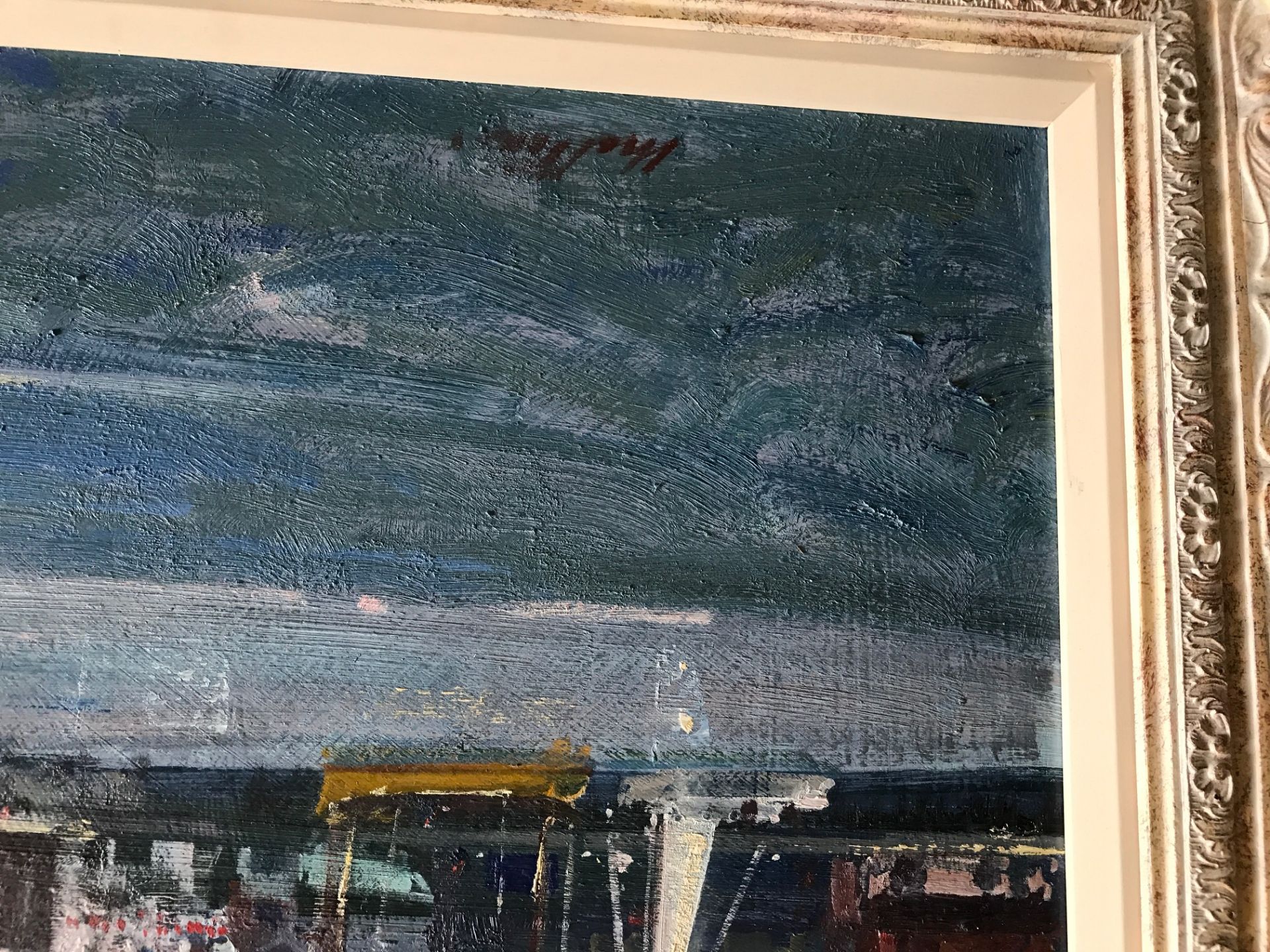 Original oil painting , Ships in harbour, by Geoffery Chatten bn 198 Exhib RSA, RA - Image 3 of 12