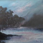 Oirginal signed Norman Laird oil painting ""Dusk Lock Eck""