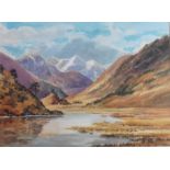 E Greig Hall Scottish artist signed watercolour Glen Strathfarrier Scottish Highland