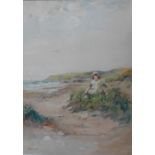 Tom Patterson (Scottish artist) signed watercolour 'Child on a beach'