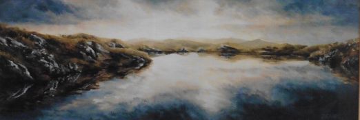 Original signed acrylic painting an Assynt dawn by Scottish artist Jas Howard