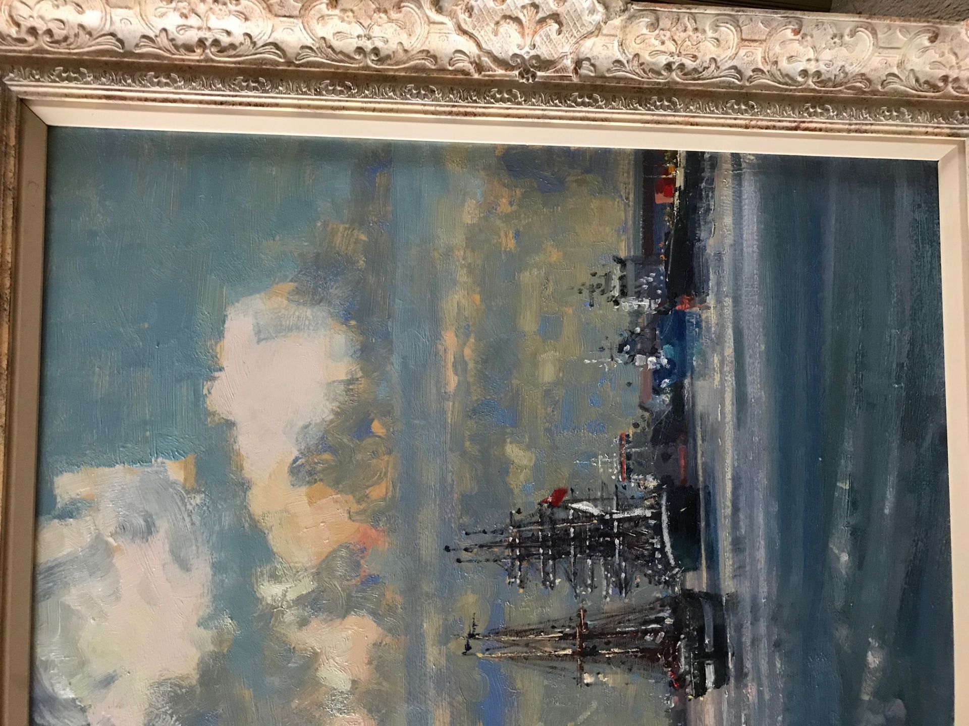 Original oil painting , Ships in harbour, by Geoffery Chatten bn 198 Exhib RSA, RA - Image 10 of 12