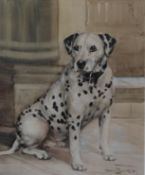 Original watercolour painting Dalmation Dog protrait by British artist Ruben Ward Binks