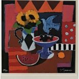 Sunflowers and black grapes Signed limited edition Jack Morrocco Lithograph