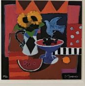 Sunflowers and black grapes Signed limited edition Jack Morrocco Lithograph