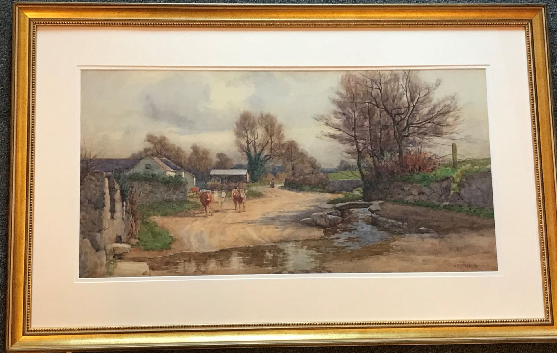 Large Original signed watercolour by artist Willie (William) Stevenson 1857-1938 - Image 3 of 3