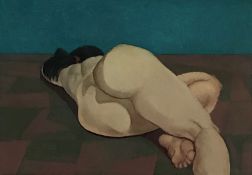 Nude reclining"" signed Oil in Gesso By Joseph Clark