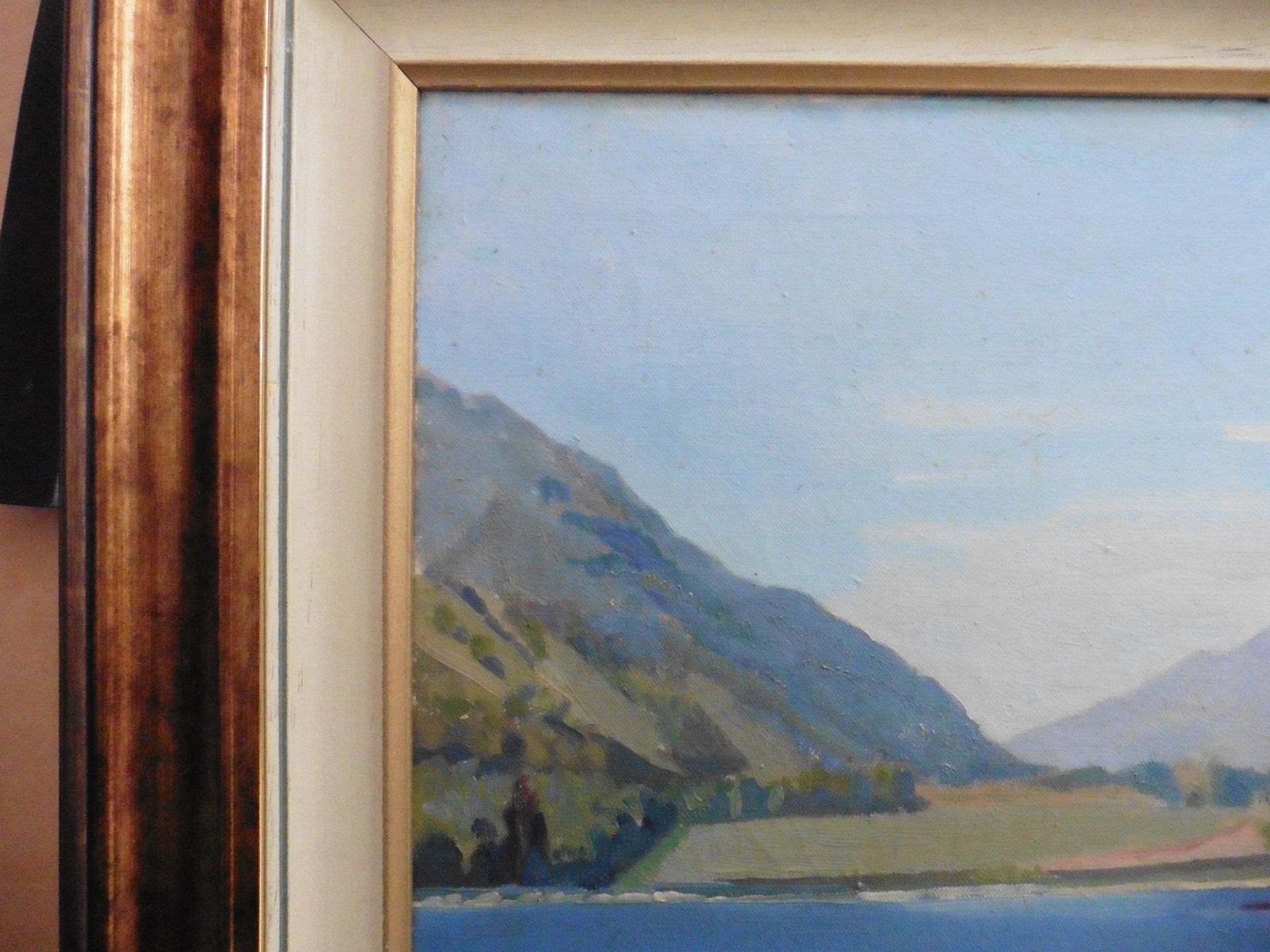 Signed oil painting Loch Leven by J B N Whyte Scottish artist Fl 1930-1940's - Image 2 of 4