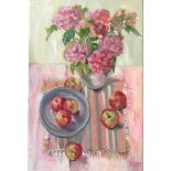 Signed Oil on board by Freida Ewart Scott still life with apples