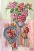 Signed Oil on board by Freida Ewart Scott still life with apples