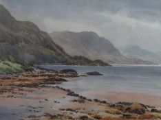 E Greig Hall Scottish artist signed watercolour Loch Torridon Scottish Highland Landscape