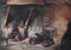 Limited Edition Print, Collie Dog resting by the Fire