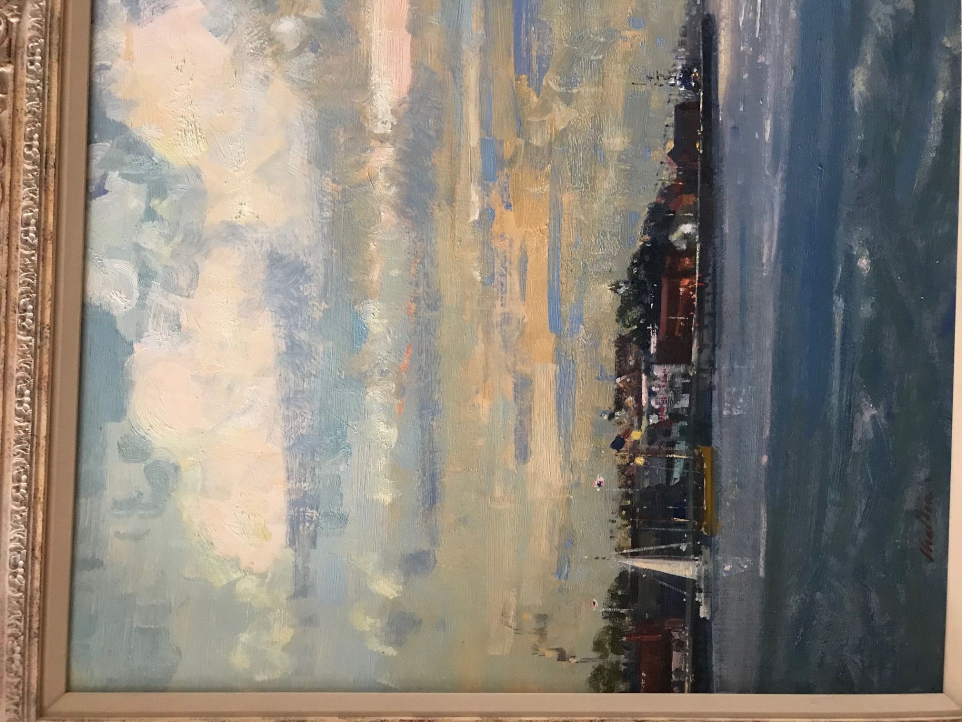 Original oil painting , Ships in harbour, by Geoffery Chatten bn 198 Exhib RSA, RA - Image 12 of 12