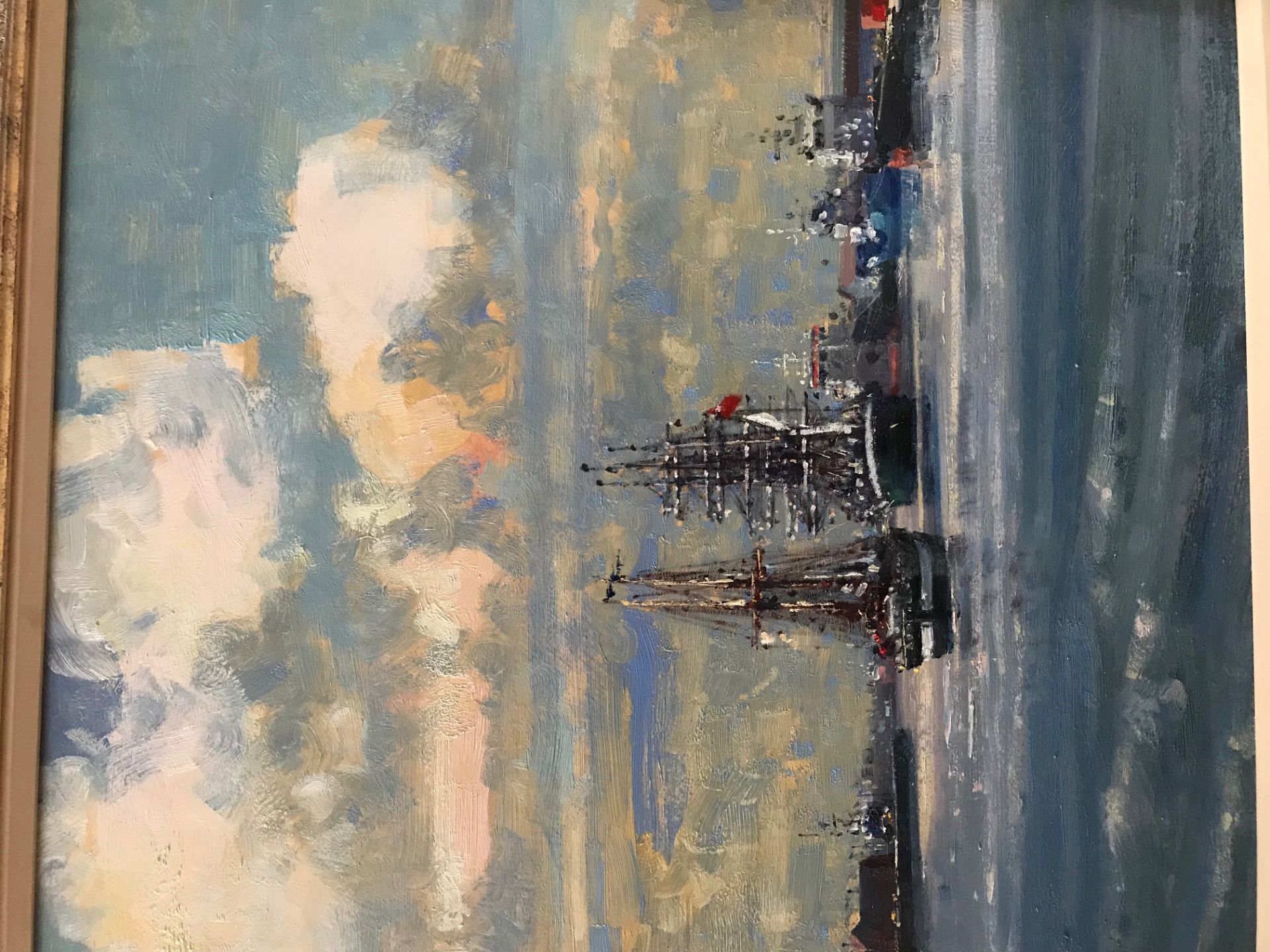 Original oil painting , Ships in harbour, by Geoffery Chatten bn 198 Exhib RSA, RA - Image 11 of 12