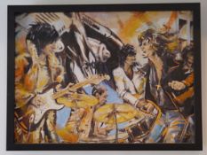 Rolling Stones 30th Anniversary - A Ronnie Wood painted Ltd Edition 87/118 Framed Canvas