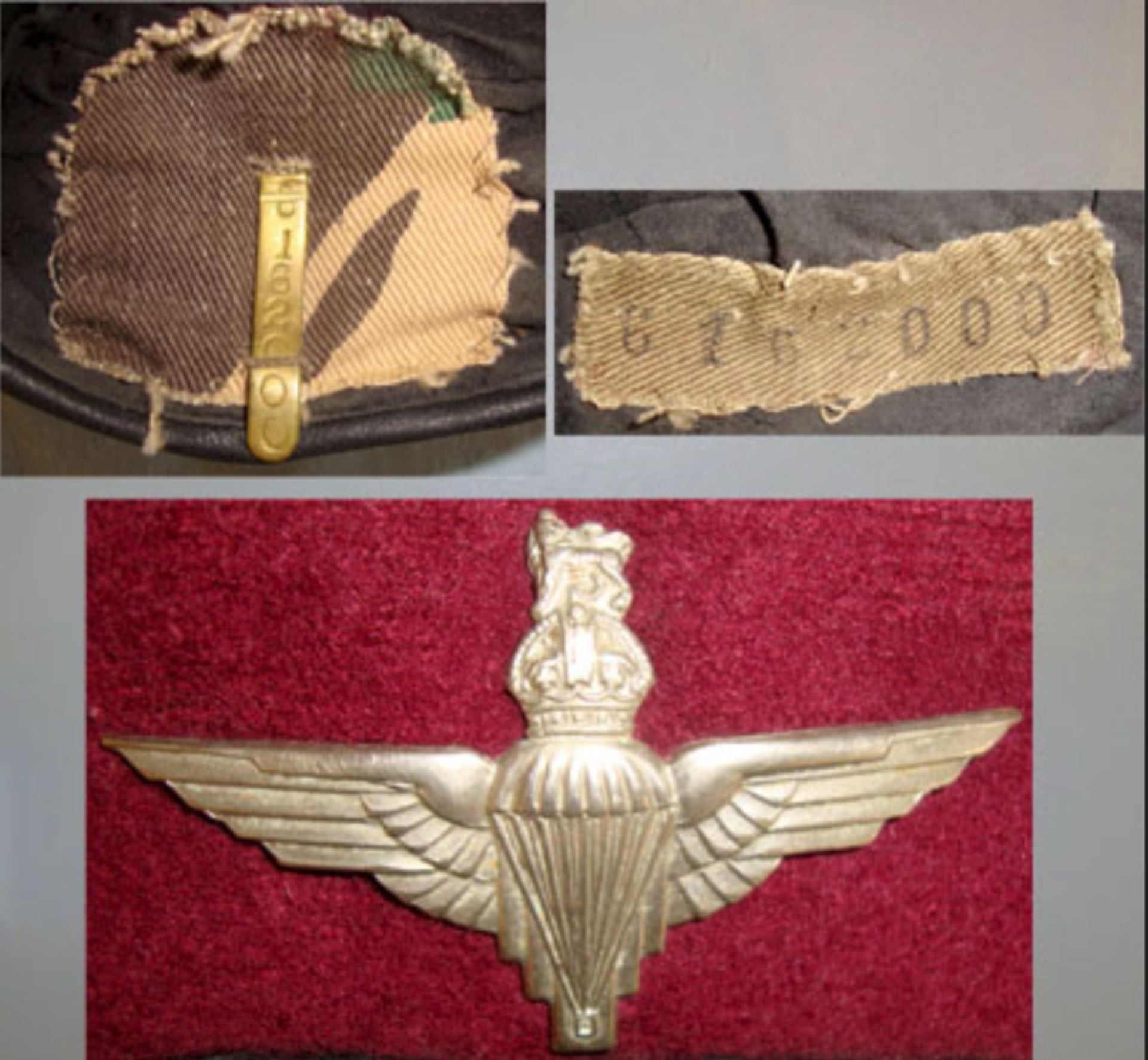 Original, WW2 British Parachute Regiment Red Beret With Kings Crown Para Cap Badge - Image 3 of 3