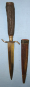 WW1 German Trench/Fighting Knife With Carved Wood Simulated Stag-Horn Hilt & Scabbard