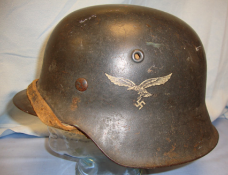 WW2, Single Decal, Luftwaffe M42 Steel Combat Helmet With Liner & Chin Strap. Sn 8139 8139 An