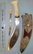 Hand Crafted Bone Handled Gurkha Presentation Kukri With 2 Skinning Knives & Scabbard
