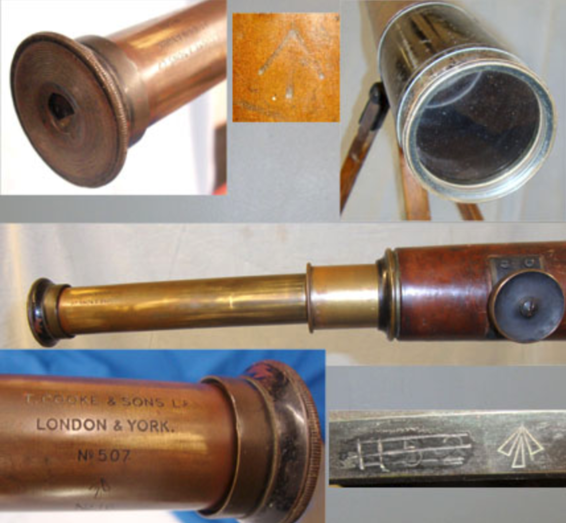 LARGE, British WD Boer War & WW1 Era Leather Covered Brass Military Telescope By T. Cooke & Sons Ltd - Image 3 of 3