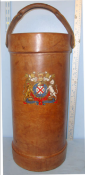 LARGE, WW1 & WW2 Era British Leather, Cork & Canvas Cordite Charge Carrier Bucket