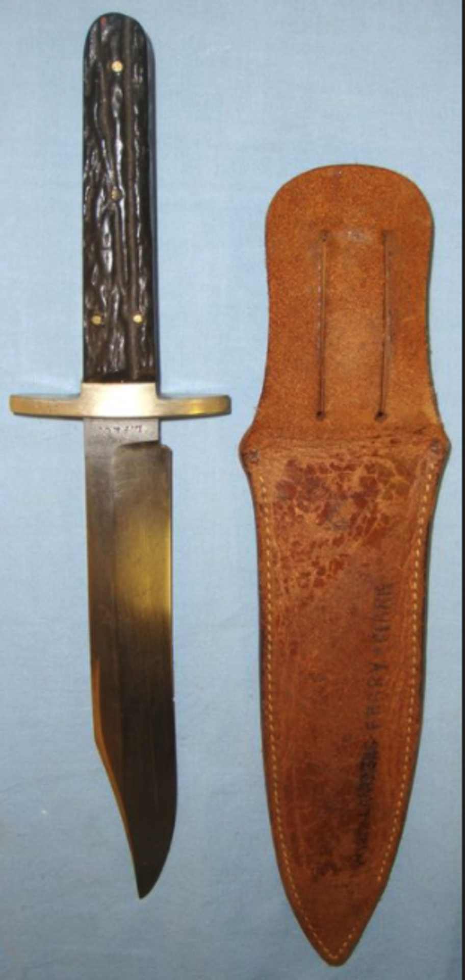 C1910 American Bowie Knife By LF&C (Landers, Frary & Clark) With Stag Horn Grips & Leather Scabbard. - Image 3 of 3