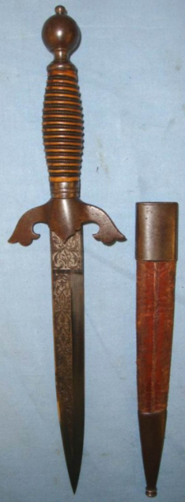 A Victorian Renaissance Form Prostitute’s Dagger With Spanish Toledo Blade & Scabbard. - Image 2 of 3