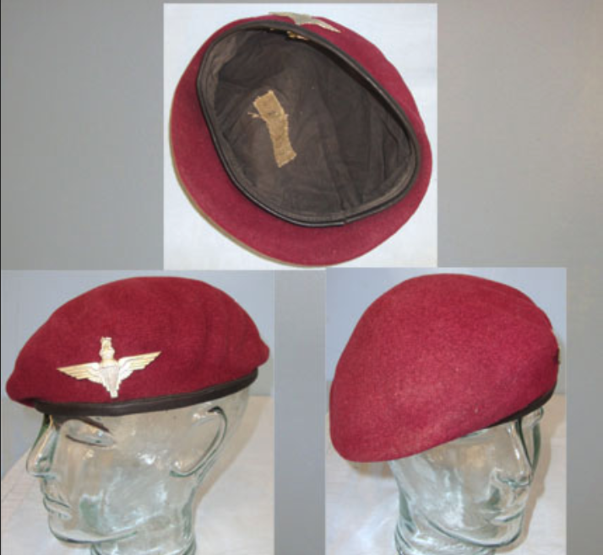 Original, WW2 British Parachute Regiment Red Beret With Kings Crown Para Cap Badge - Image 2 of 3