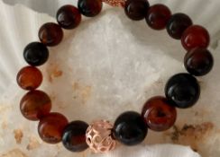 Cornelia stretchy bracelet with rose gold on 925 silver multi size bead and rose gold colour wire