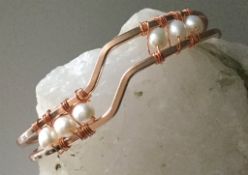 Fresh water cultured Pearls meets Rose Go.d Bangle Cuff