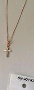 Rose gold on 925 silver necklace with Swarovski crystal Cross pendant 19 x 12 mum