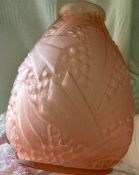 Vintage Large pink French base for lamp with hole to be made raised floral detail