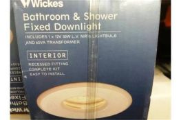 8 X WICKES BRANDED ZONE 1,2,3 50W SHOWERLIGHT WHITE INC LAMP AND TRANSFER