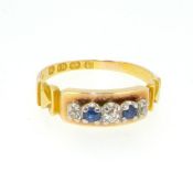 A Victorian 18ct Yellow Gold Sapphire And Diamond Ring