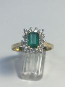 18ct Gold Emerald And Diamond Dress Ring