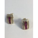 Pair Of 18ct Ruby and Diamond Earrings