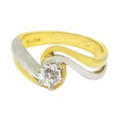 An 18 Carat Two Colour Solitaire Diamond Ring